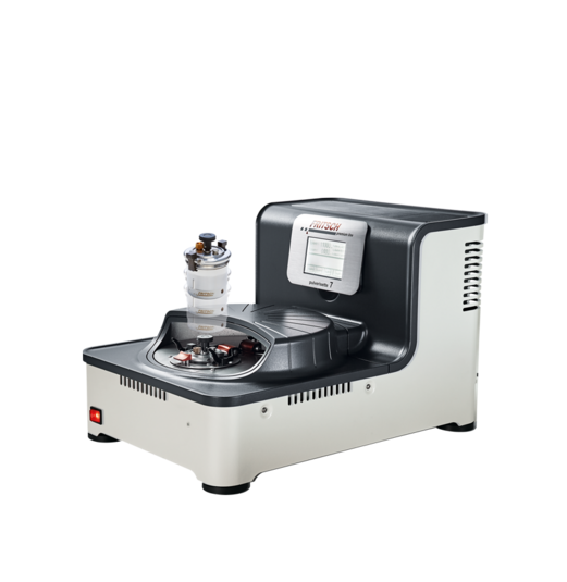 Planetary Micro Mill PULVERISETTE 7 premium line with grinding bowl visible